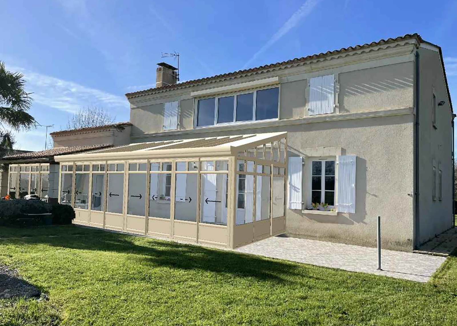 Allaire Architecte projet d'extension par véranda d'une maison à Bassac en Charente
